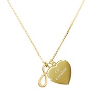 Delight Jewelry Gold-tone Medium Elegant Infinity Sign - Plated Engraved Cor Cordium Heart Locket Necklace, 17.5"+2" Extender
