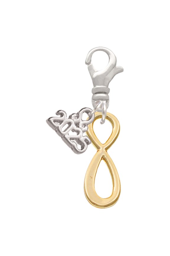Gold-tone Medium Elegant Infinity Sign - Silver-tone Clip on Charm with Mini Year 2025