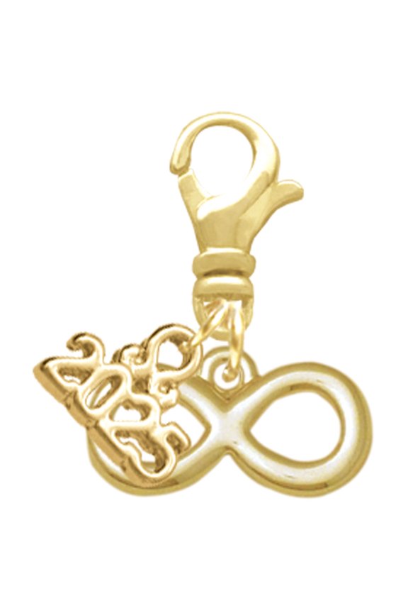 Gold-tone Medium Infinity Sign - Gold-tone Clip on Charm with Mini Year 2025
