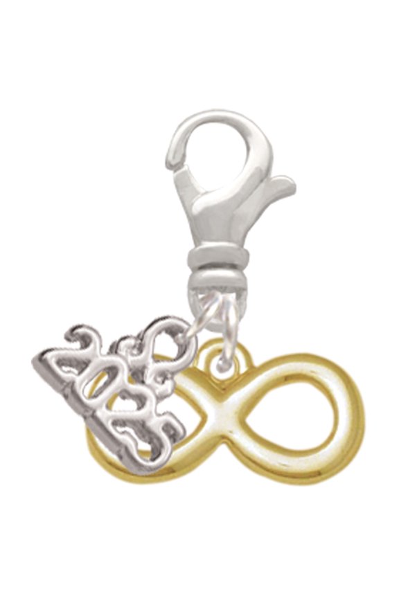 Gold-tone Medium Infinity Sign - Silver-tone Clip on Charm with Mini Year 2025