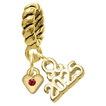 Delight Jewelry Gold-tone Mini January - Maroon Crystal Heart - Gold-tone Rope Charm Bead Dangle with Mini 2025