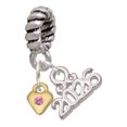 thumbnail image 1 of Delight Jewelry Gold-tone Mini October - Hot Pink Crystal Heart - Silver Plated Rope Charm Bead Dangle with Mini 2026, 1 of 4