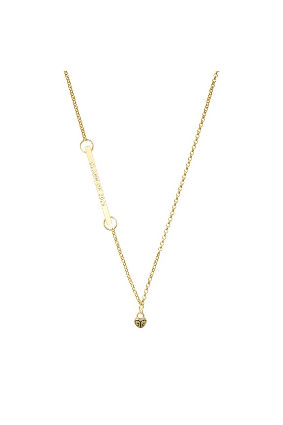 Gold-tone Mini Scroll Heart - Gold-tone Class of 2026 Delicate Bar Necklace, 18.75"