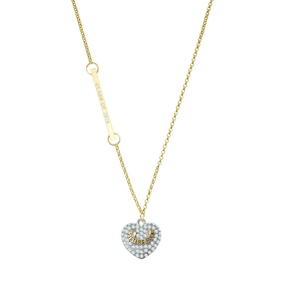 Delight Jewelry Gold-tone Sisters Rock on Clear Crystal Heart - Gold-tone Class of 2026 Delicate Bar Necklace, 18.75"