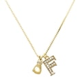 thumbnail image 1 of Delight Jewelry Gold-tone Small Boxing Glove - Large Goldtone Crystal Initial - F - Charm Necklace, 17.5"+2", 1 of 4