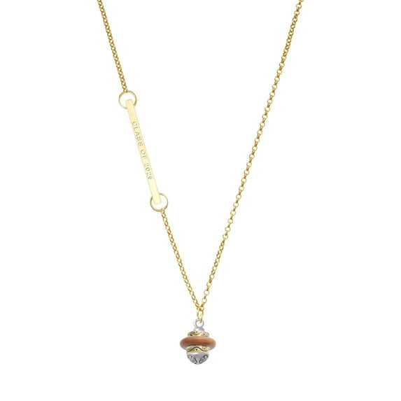 Delight Jewelry Gold-tone Tan Center Spinner - Gold-tone Class of 2026 Delicate Bar Necklace, 18.75"