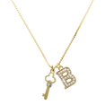 thumbnail image 1 of Delight Jewelry Gold-tone Trefoil Key with Crystals - Large Goldtone Crystal Initial - B - Charm Necklace, 17.5"+2", 1 of 4