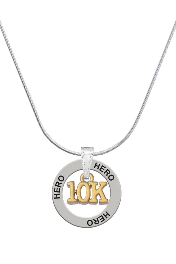 Goldtone 10K Hero Ring Charm Necklace, 18"