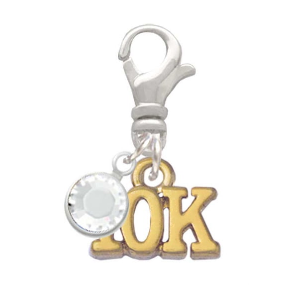 Delight Jewelry Goldtone 10K - Silvertone Clip on Charm with Clear Crystal Drop