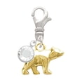 thumbnail image 1 of Delight Jewelry Goldtone 3-D Bear - Silvertone Clip on Charm with Clear Crystal Drop, 1 of 4
