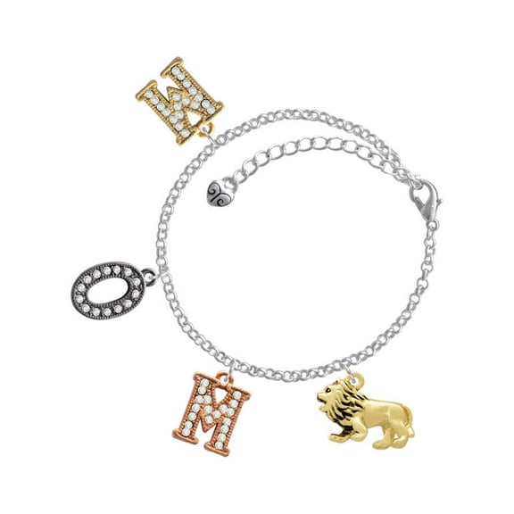 Delight Jewelry Goldtone 3-D Lion Multi-Colored Crystal Mom Charm Bracelet