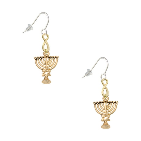 Delight Jewelry Goldtone 3-D Menorah - Gold Tone Infinity French Earrings