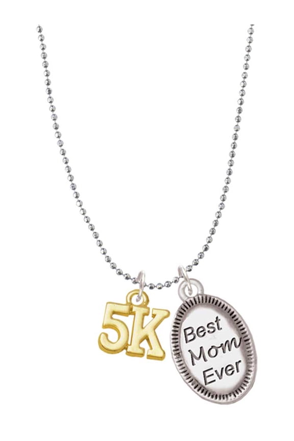 Goldtone 5K Best Mom Ever Charm Necklace