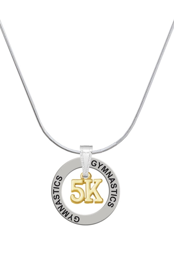Goldtone 5K Gymnastics Ring Charm Necklace, 18"
