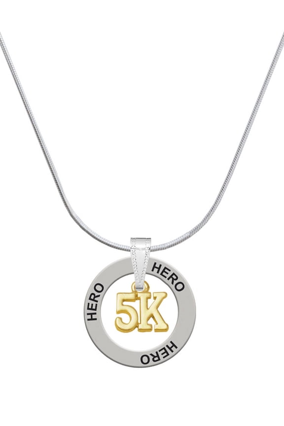 Goldtone 5K Hero Ring Charm Necklace, 18"