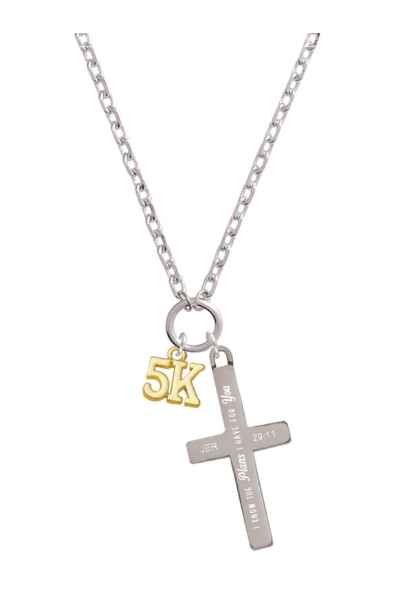 Goldtone 5K I Have Plans for You Engraved Cross Zoey Necklace, 28"