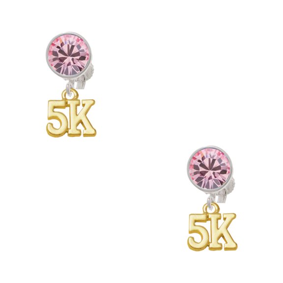 Delight Jewelry Goldtone 5K Pink Crystal Clip on Earrings