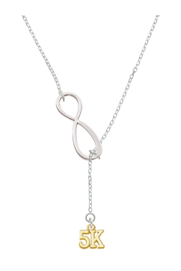 Goldtone 5K Silver tone Elegant Infinity Lariat Necklace