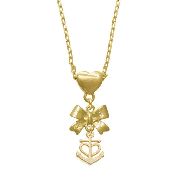 Delight Jewelry Goldtone Anchor with Heart Gold tone Heart Necklace