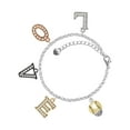 thumbnail image 1 of Delight Jewelry Goldtone Baseball/Softball Spinner Multi-Colored Crystal Love Charm Bracelet, 1 of 5