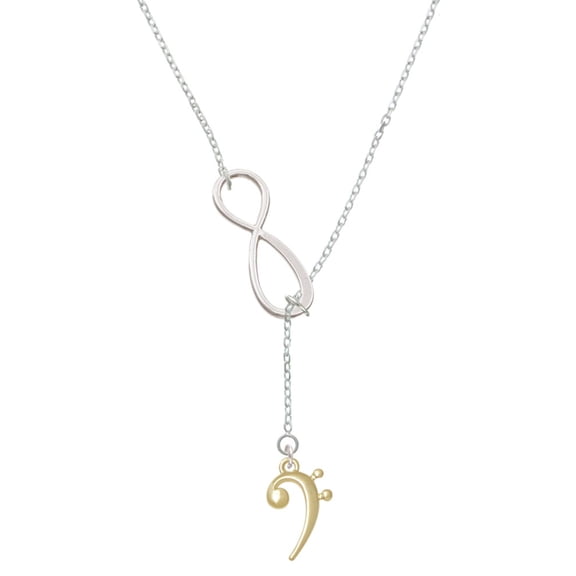 Delight Jewelry Goldtone Bass Clef Silver tone Elegant Infinity Lariat Necklace