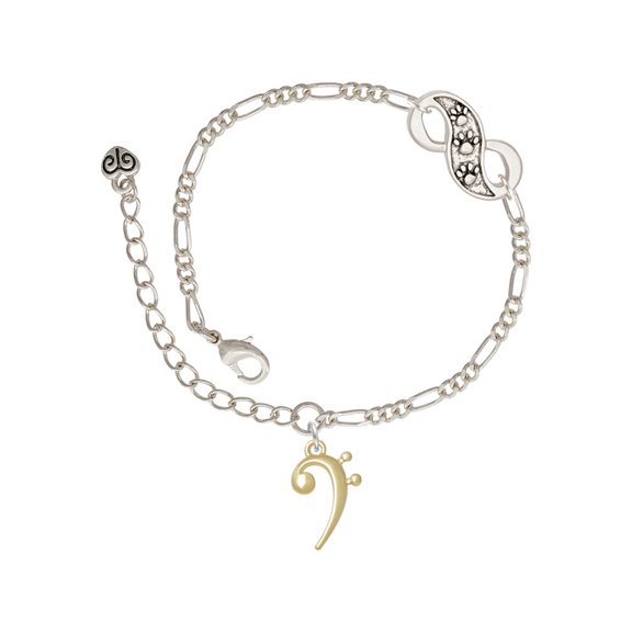 Delight Jewelry Goldtone Bass Clef Silver-tone Paw Infinity Link Chain Bracelet, 6"+2" Extender