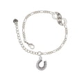 thumbnail image 1 of Delight Jewelry Silver Plated Beaded Clear Crystal Horseshoe with Good Luck Silver-tone Paw Infinity Link Chain Bracelet, 6"+2" Extender, 1 of 3