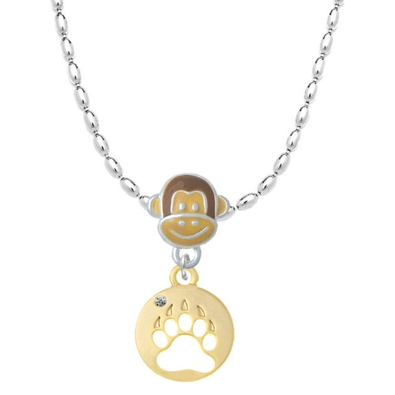 Delight Jewelry Goldtone Bear Paw Silhouette Mia Monkey Charm Necklace