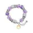 thumbnail image 1 of Delight Jewelry Goldtone Bear Paw Silhouette Purple Butterfly Bead Charm Bracelet, 7"+1" Extender, 1 of 5