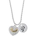 thumbnail image 1 of Delight Jewelry Goldtone Big Sister Rock on Clear Crystal Heart Silvertone Script Initial Disc - P - Charm Necklace, 20"+3", 1 of 4
