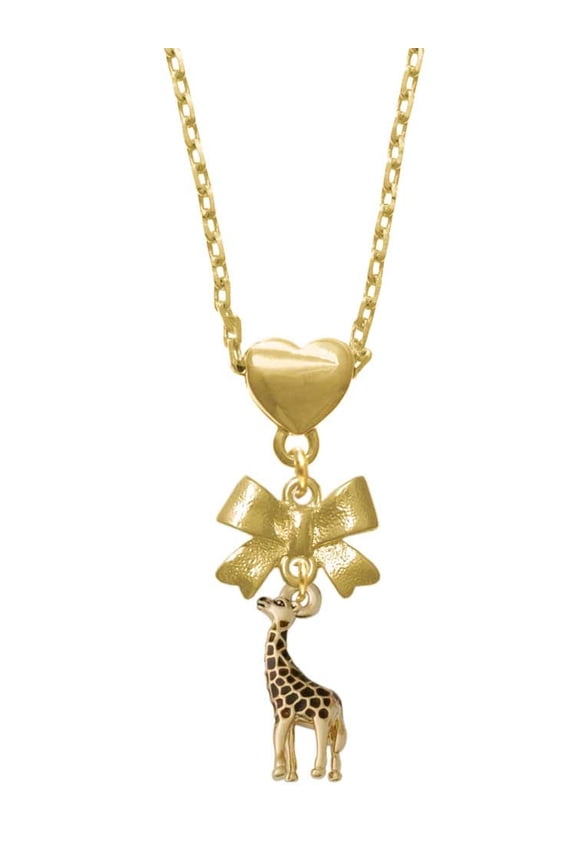 Goldtone Brown Giraffe Gold tone Heart Necklace
