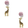 thumbnail image 1 of Delight Jewelry Goldtone Brown Giraffe Pink Crystal Clip on Earrings, 1 of 5