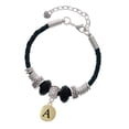 thumbnail image 1 of Delight Jewelry Goldtone Capital Letter - A - Pebble Disc - Godmother Celtic Knot Leather Bead Bracelet, 7"+2" Extender, 1 of 4