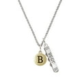 thumbnail image 1 of Delight Jewelry Goldtone Capital Letter - B - Pebble Disc - Silvertone Best Friends Forever Bar Charm Necklace, 23", 1 of 4