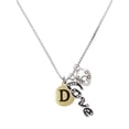 thumbnail image 1 of Delight Jewelry Goldtone Capital Letter - D - Pebble Disc - - Love and Lock Charm Necklace, 18"+1", 1 of 4