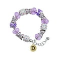 thumbnail image 1 of Delight Jewelry Goldtone Capital Letter - D - Pebble Disc - Purple Butterfly Bead Charm Bracelet, 7"+1" Extender, 1 of 5