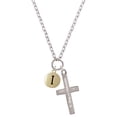 thumbnail image 1 of Delight Jewelry Goldtone Capital Letter - I - Pebble Disc - Be Strong and Courageous Engraved Cross Zoey Necklace, 28", 1 of 4