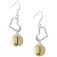 thumbnail image 1 of Delight Jewelry Goldtone Capital Letter - J - Pebble Disc - Open Heart French Earrings, 1 of 4