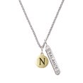thumbnail image 1 of Delight Jewelry Goldtone Capital Letter - N - Pebble Disc - Silvertone Balance Bar Charm Necklace, 23", 1 of 4