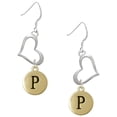 thumbnail image 1 of Delight Jewelry Goldtone Capital Letter - P - Pebble Disc - Open Heart French Earrings, 1 of 4