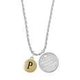 thumbnail image 1 of Delight Jewelry Goldtone Capital Letter - P - Pebble Disc - She is Clothed in Stength and Dignity Charm Necklace, 20"+3", 1 of 4