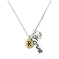 thumbnail image 1 of Delight Jewelry Goldtone Capital Letter - R - Pebble Disc - - Love and Lock Charm Necklace, 18"+1", 1 of 4