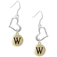 thumbnail image 1 of Delight Jewelry Goldtone Capital Letter - W - Pebble Disc - Open Heart French Earrings, 1 of 4