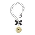 thumbnail image 1 of Delight Jewelry Goldtone Capital Letter - X - Pebble Disc - Silvertone Black Bow Charm Accessory for Tumblers and Thermal Cups, 1 of 4