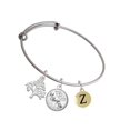 thumbnail image 1 of Delight Jewelry Goldtone Capital Letter - Z - Pebble Disc - Silvertone Let Things Go Tree Charm Bangle Bracelet, 1 of 4