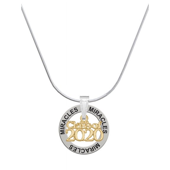 Delight Jewelry Goldtone Class of 2020 Miracles Ring Charm Necklace, 18"