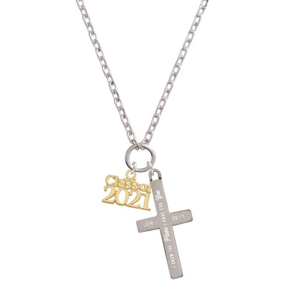 Delight Jewelry Goldtone Class of 2021 I Have Plans for You Engraved Cross Zoey Necklace, 28"