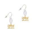 thumbnail image 1 of Delight Jewelry Goldtone Class of 2021 Silvertone Leaf French Earrings, 1 of 5