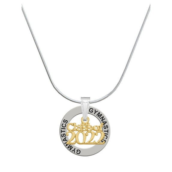 Delight Jewelry Goldtone Class of 2022 Gymnastics Ring Charm Necklace, 18"