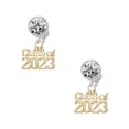 thumbnail image 1 of Delight Jewelry Goldtone Class of 2023 Large Clear Crystal Clip On Earrings, 1 of 4